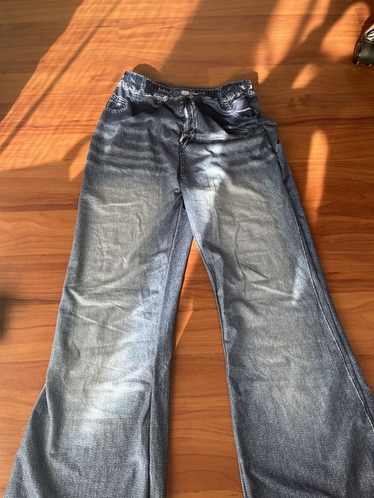 spodnie damskie dzwony z nadrukiem