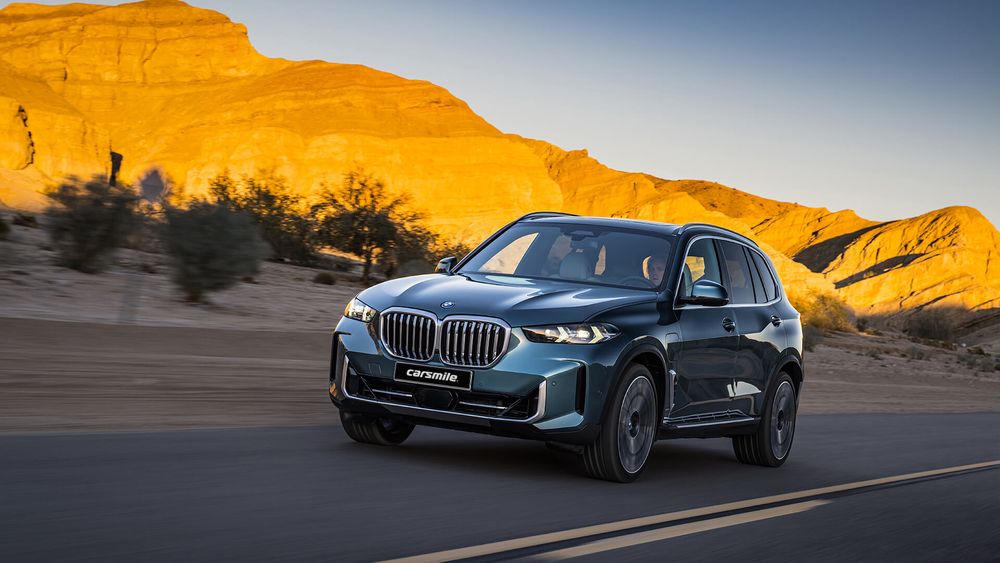 BMW X5 niebieskie od przodu z lewej strony