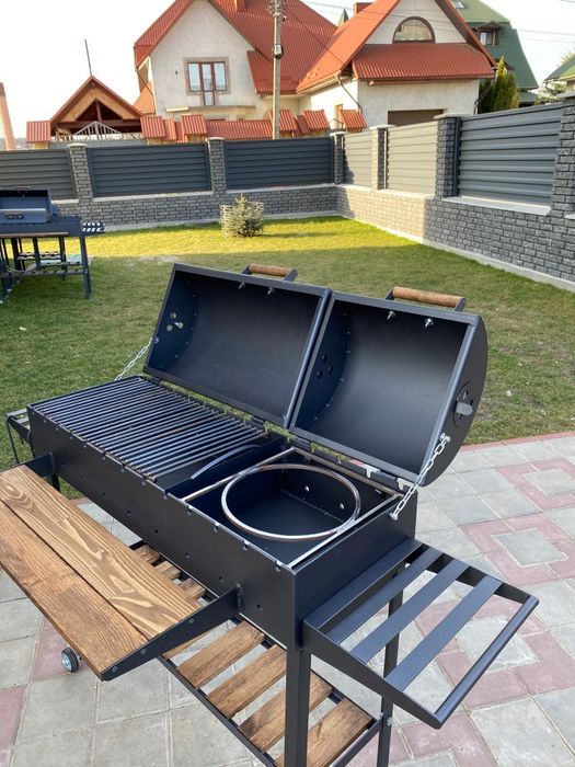 Повністю розбірний гриль мангал барбекю з 2 кришками 5 мм +ПОДАРУНОК