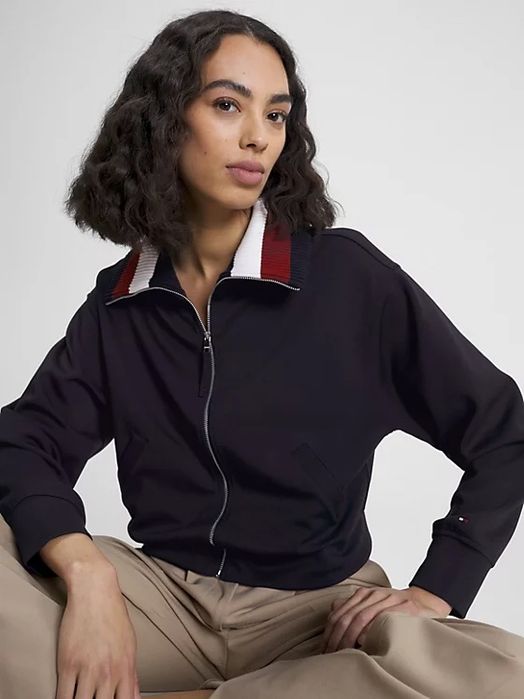 Tommy Hilfiger bluza kurtka zip up jacket navy grantowa TH oryg.S 36
