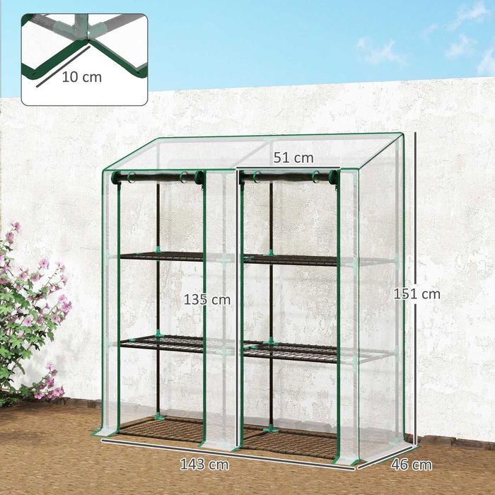 Estufa compacta para terraço com 6 prateleiras transparente