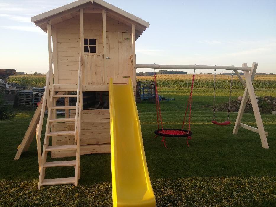 Plac zabaw Wojtek  domek dla dzieci huśtawki ogrodowe
