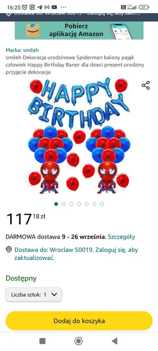 Spiderman zestaw urodzinowy dekoracja balony