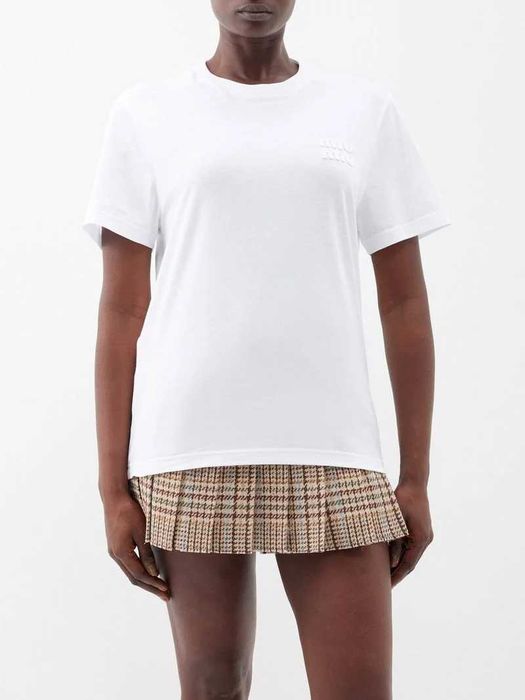 Футболка Miu Miu Logo-Applique T-shirt White