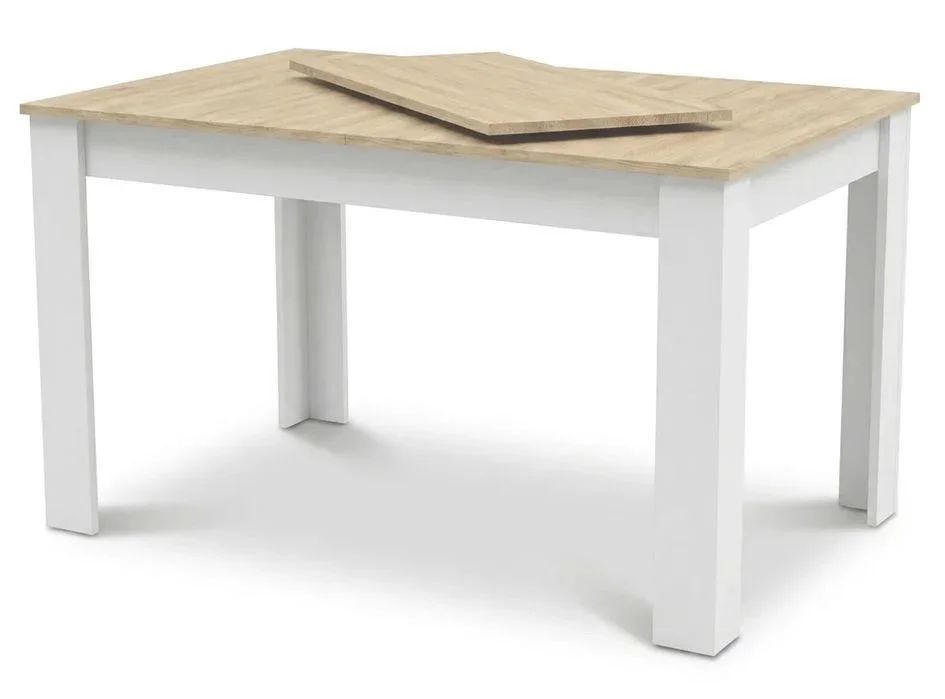 NOWY Stół Rozkładany 120/160x80 cm z Krzesłami Duży Do Domu Kuchni Jadalni Salonu Biały Dąb Sonoma Stół i Krzesła Kuchenny Zestaw Komplet Mebli OKAZJA