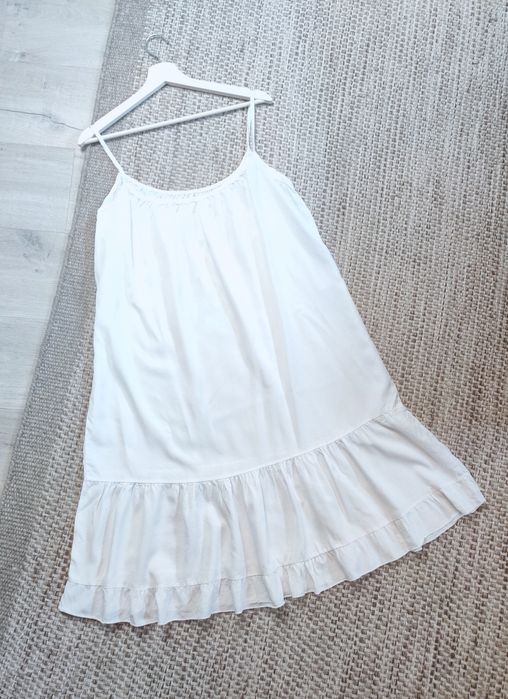 Sukienka elegancka biała na ramiączkach lyocell xl 42