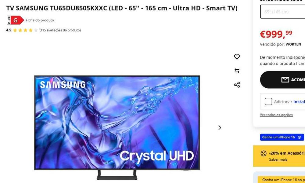 SAMSUNG TU65DU8505KXXC (65'' - 165 cm - Ultra HD - Smart TV) [2024]