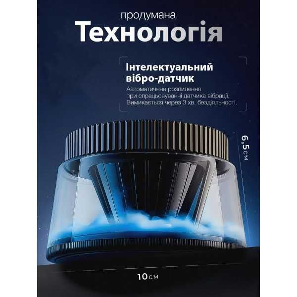 Автоматический освежитель воздуха на солнечной панеле в авто "Вулкан" - многоразовый ароматизатор в машину на панель, дом, офис