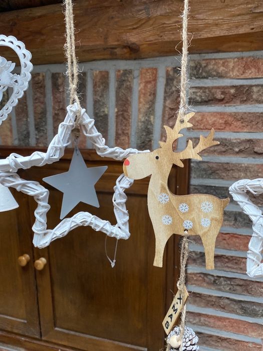 Drewno metaloplastyka metal sznurek Boże Narodzenie handmade