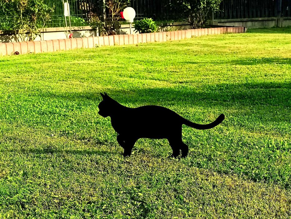 Kot 5 Rysiek Metalowa ozdoba dekoracyjna do ogrodu Czarna