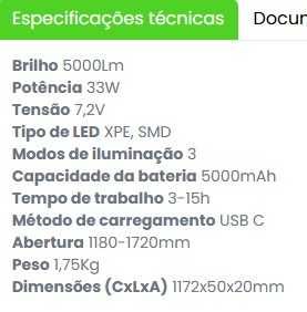 LÂMPADA DE INSPEÇÃO DA COBERTURA DO MOTOR 5000LM REF: 54500