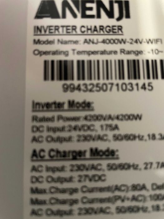 Гібридний інвертор 4 квт ANENJI ANJ-4000W-24V-WIFI