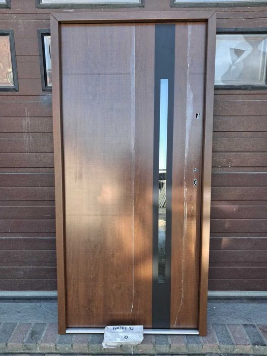 Drzwi zewnętrzne metalowe orzech jasny Prawe lewe 100x208 dom DOWÓZ