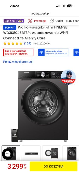 Pralko suszarka Hisense 8kg /5 wifi