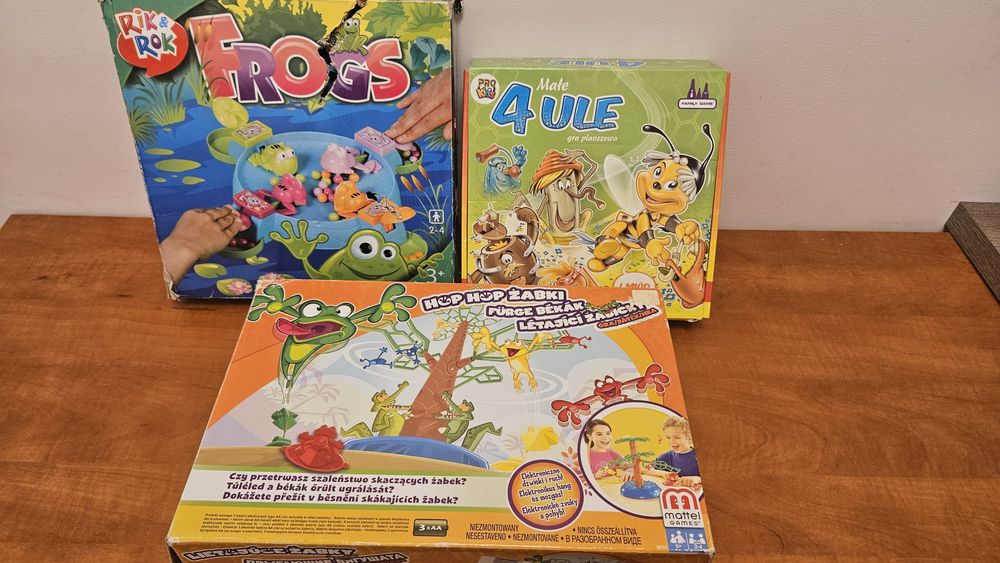 Zestaw 3 gier dla dzieci - Hop Hop Żabki, Frogs oraz 4 Ule