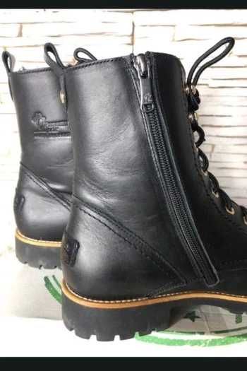 Czarne workery botki trapery Panama sznurowane na suwak r. 39