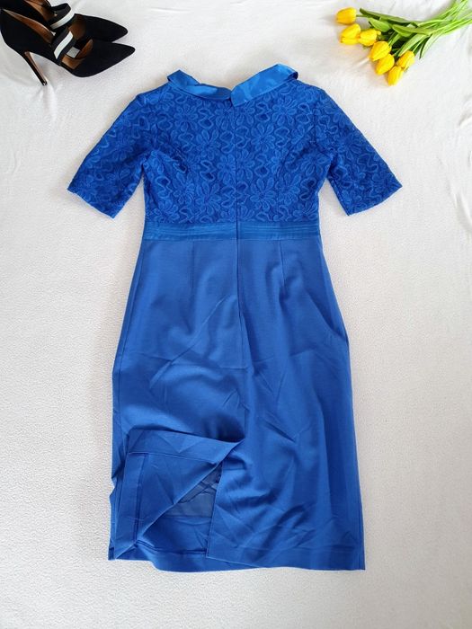 Elegancka chabrowa sukienka z wiskozą Vestilo 36/38 wesele komunia chr