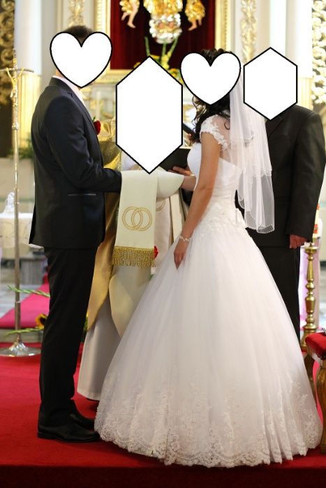 Piękna suknia ślubna / biała księżniczka / S 36
