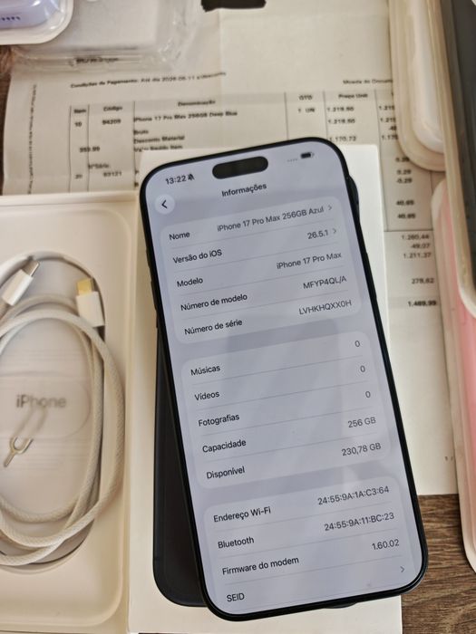 iPhone 17 Pro Max 6.9" 256GB Azul Seminovo(Menos de 1 Mês de uso)C/Garantia Aceito Retomas