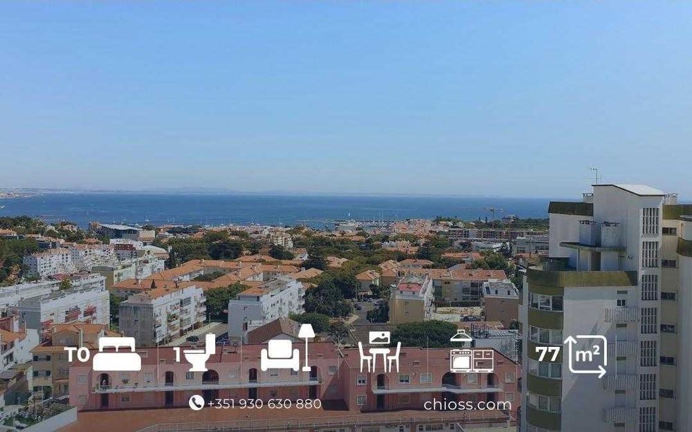 T0 no 9.º Andar com Vista Mar Deslumbrante e Varanda Ampla