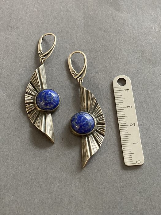 Unikatowe kolczyki srebrne z lapis lazuli