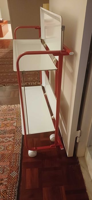 Carrinho de servir vintage encarnado e branco