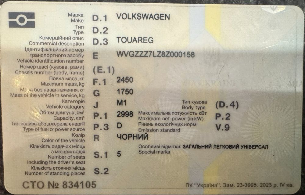 Документы ТOUAREG - 2007г.