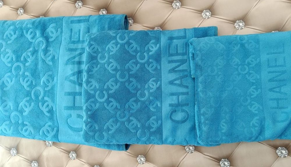 Nowe Ręczniki brąz mikrofibra komplet duży Gucci Chanel