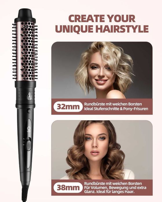 Szczotka termiczna gorące powietrze stylizacji włosów lokówka 38/32mm