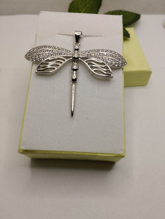 Srebrny wisiorek, ważka, próba 925