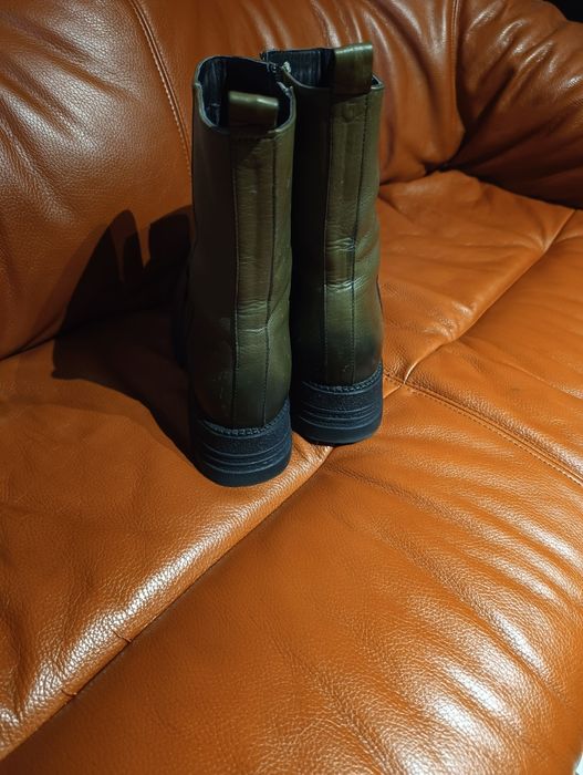Botki khaki skóra