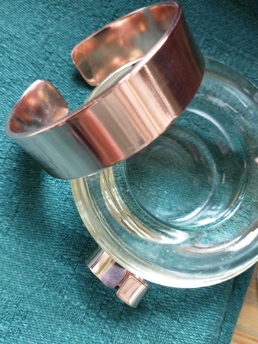 Komplet bransoletka obrączka miedź rękodzieło