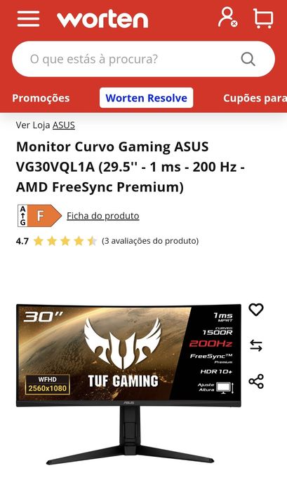 ASUS TUF 29.5” Ultrawide 200Hz Curvo | Gaming