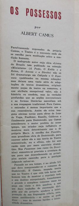 Albert Camus - - - Os Possessos - - - - - Livro