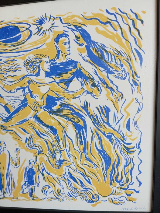 Azulejo serigrafado, numerado (12 de 250) e emoldurado da pintora Lurdes Robalo