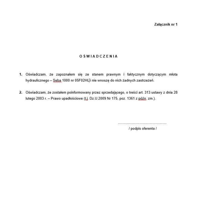 Młot hydrauliczny – Seba 1000 nr 05F02HL