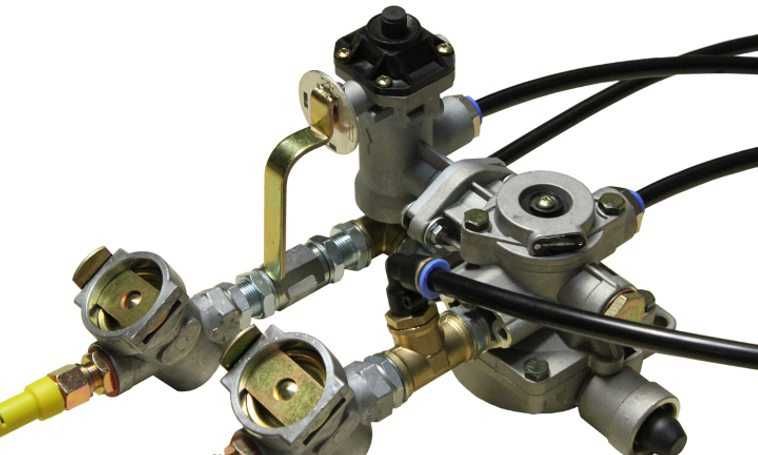 Zestaw  hamulców 2-przewodowych z wyjściem na drugą przyczepę tekalan