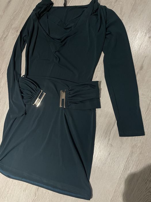 Sukienka ciemno zielona materiał elastyczny L