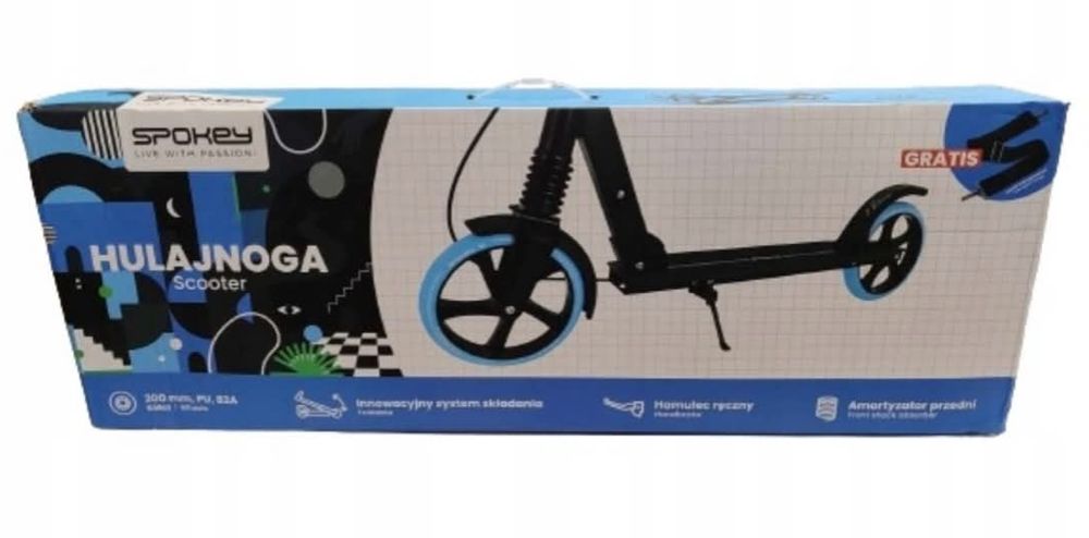 Nowa Hulajnoga młodzieżowa Spokey Rave, hamulec ręczny i nożny
