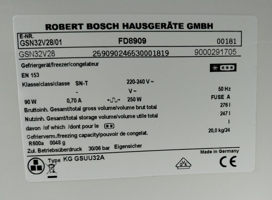 Zamrażarka Bosch No Frost / A +