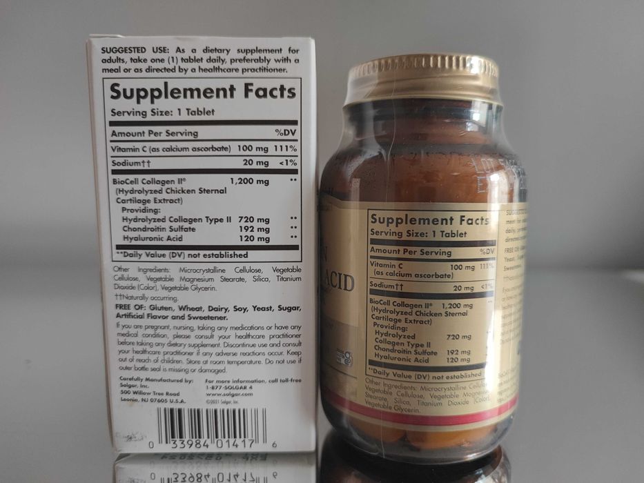 Комплекс Гіалуронова кислота + Колаген Солгар Solgar 30 таблеток