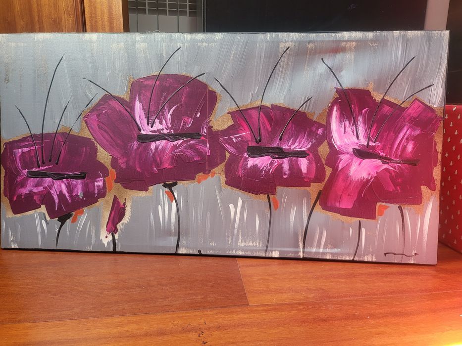 Conjunto de 3 quadros flores64575419665794121