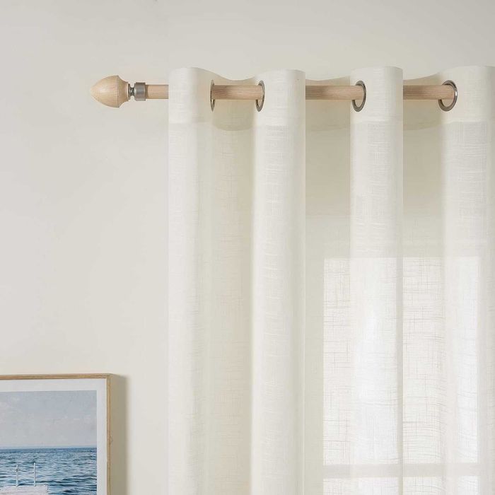 Zasłony Woalowe Przezroczyste, Lniane  140x215cm, Kość Słoniowa, 2 szt