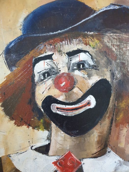 Retrato de um palhaço muito lindo- pintura em óleo sobre tela