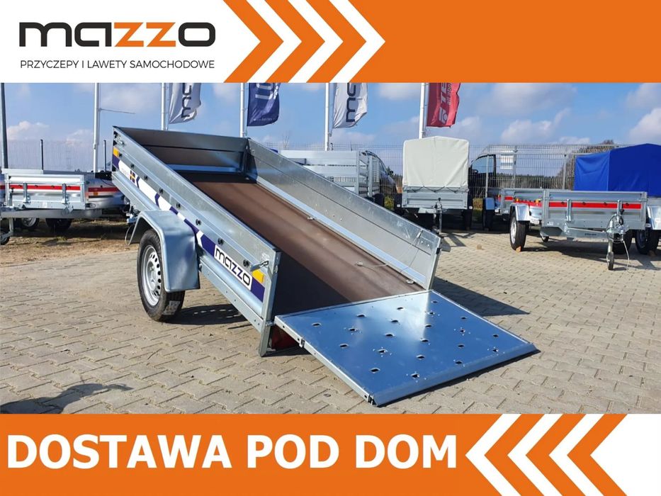 Niewiadów DOSTAWA 263x132x35 Przyczepa NIEWIADÓW jednoosiowa BEG7527U TRAP! UCHYLNA SKRZYNIA ŁADUNKOWA  DMC 750kg! Uchylna! Koło podporowe, przednia burta otwierana, TRAP