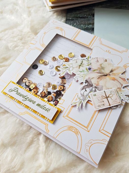 Elegancka kartka ślubna (shaker card)