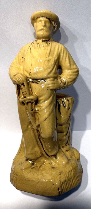 Rara antiga fosforeira figurativa em cerâmica alemã  “yellowware” de Anton Tschinkel