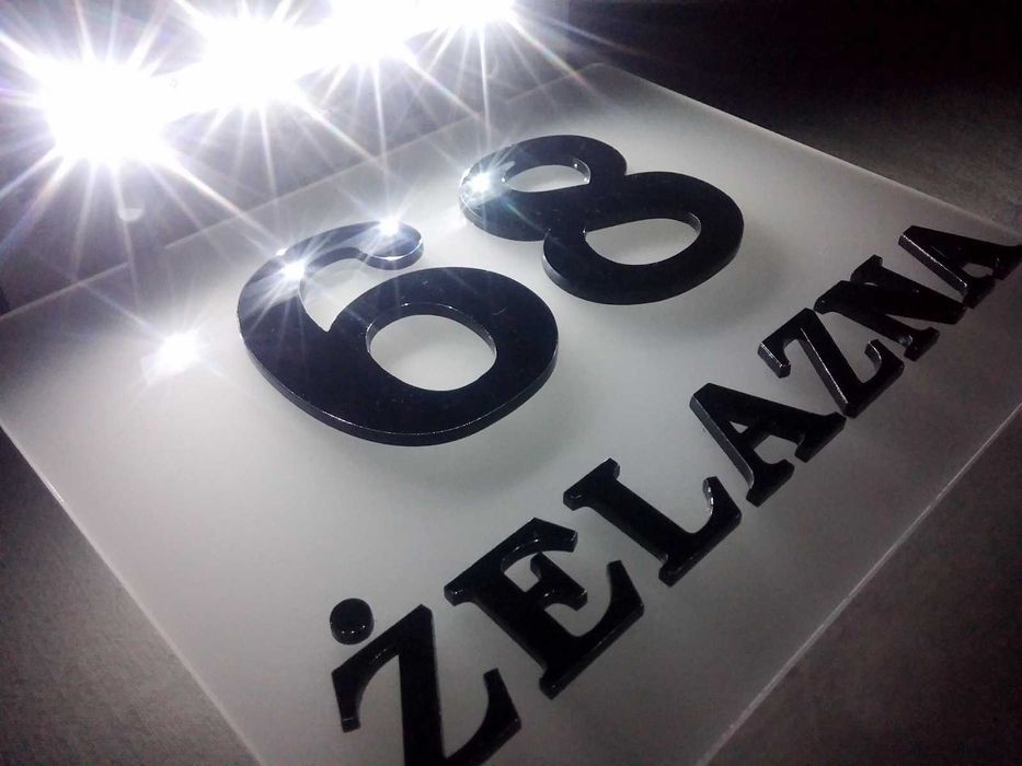 Tabliczka adresowa solarna 3D LED, PROJEKTY GRATIS, idealny prezent