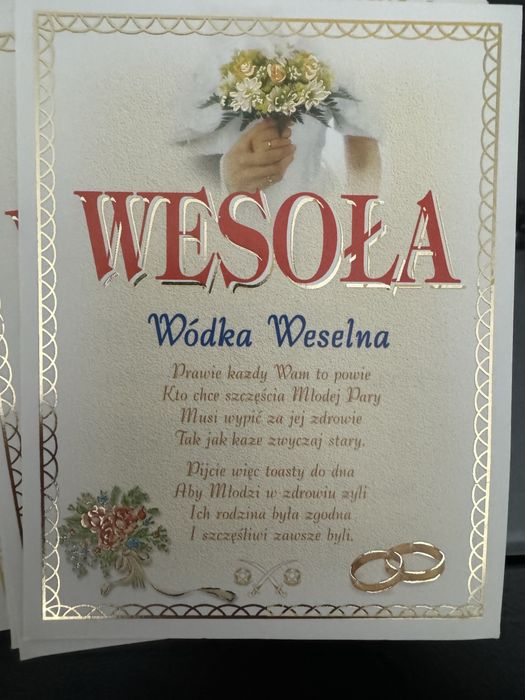 Naklejki na butelki weselne