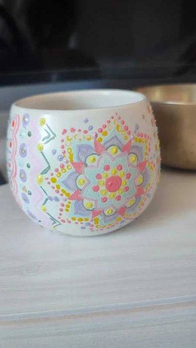 Ceramiczna czarka Mandala ręcznie malowana